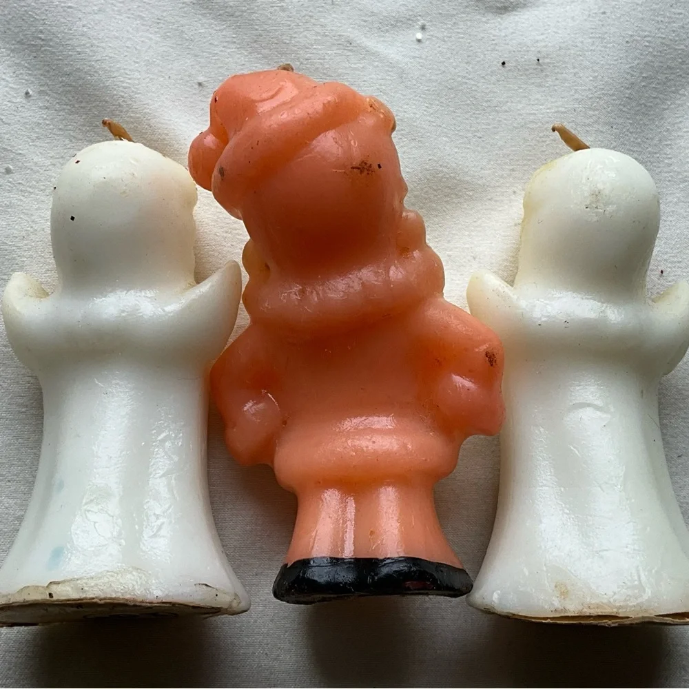 Vintage Lot of 3 Gurley Christmas Candles Angels and Santa